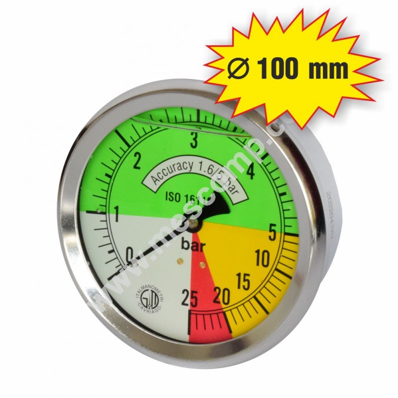 Glicerin isometric pressure gauges 5/25 Bar, 100 mm – back connection