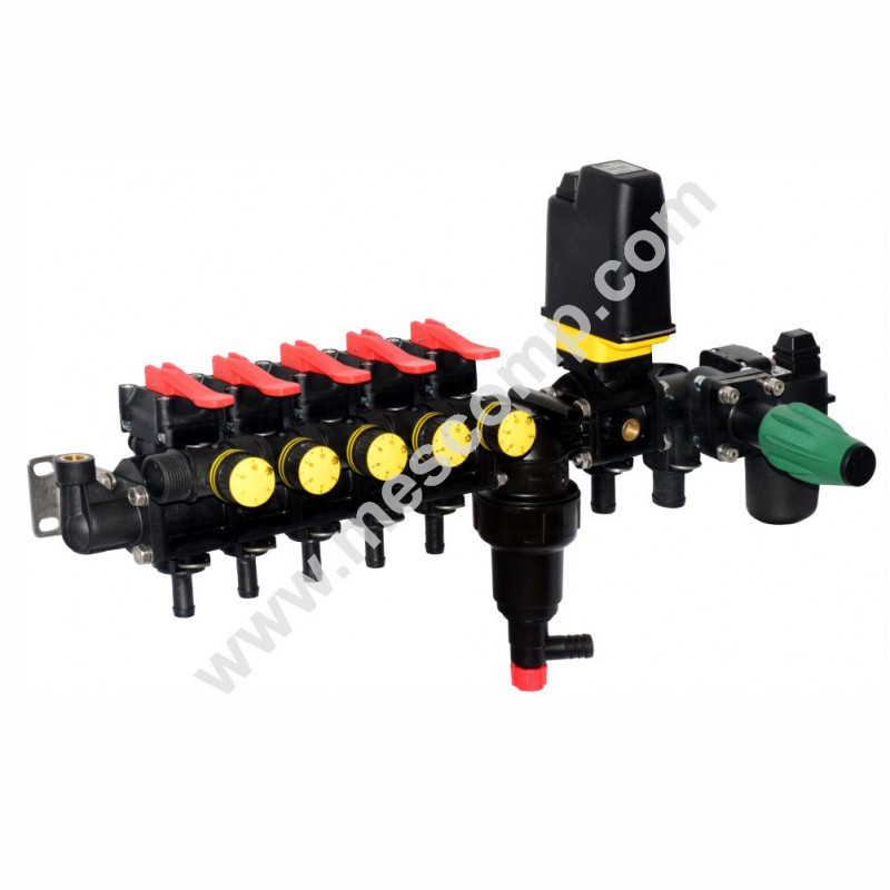 Manual sprayer control unit with electric proportional and main valves