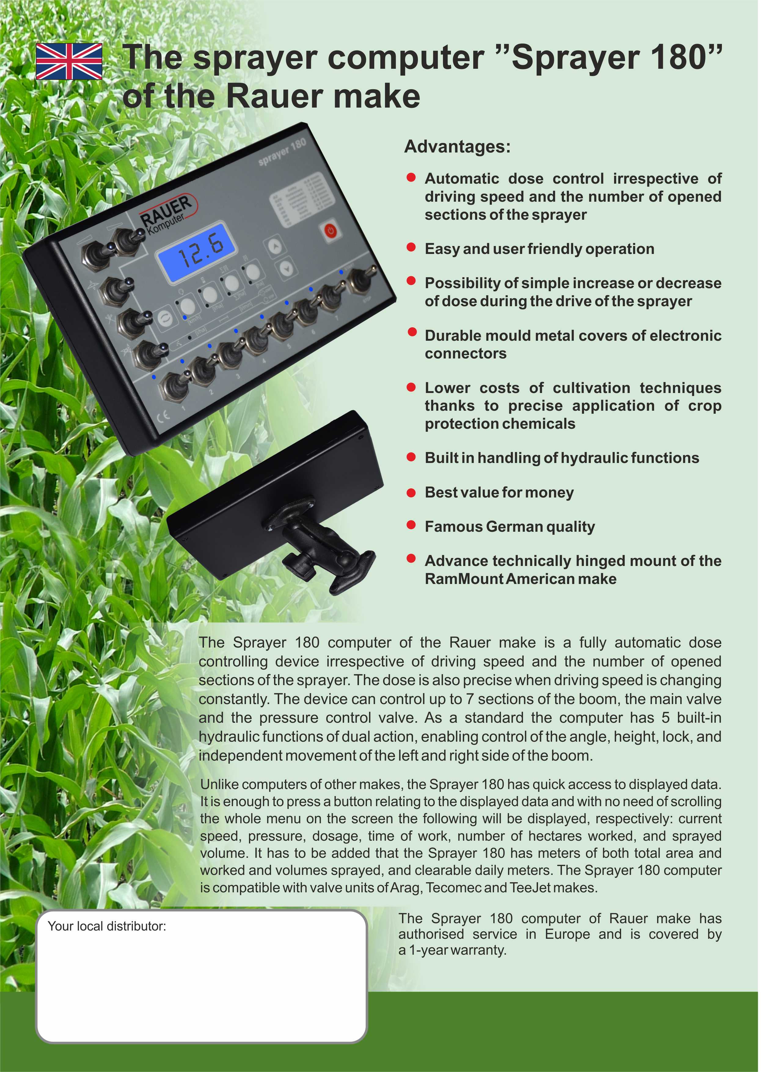 Komputer do opryskiwacza Sprayer 180, 7 sekcji – Rauer